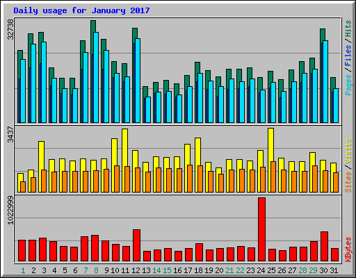 Daily usage for January 2017