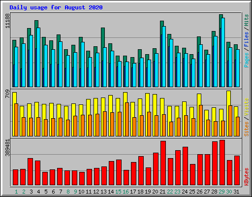 Daily usage for August 2020
