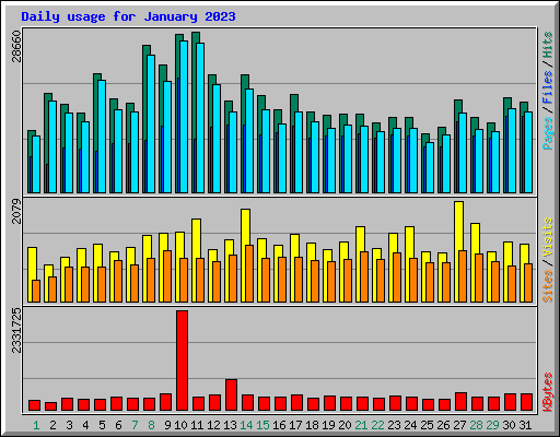 Daily usage for January 2023