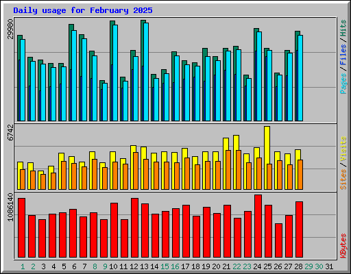 Daily usage for February 2025