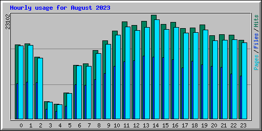 Hourly usage for August 2023